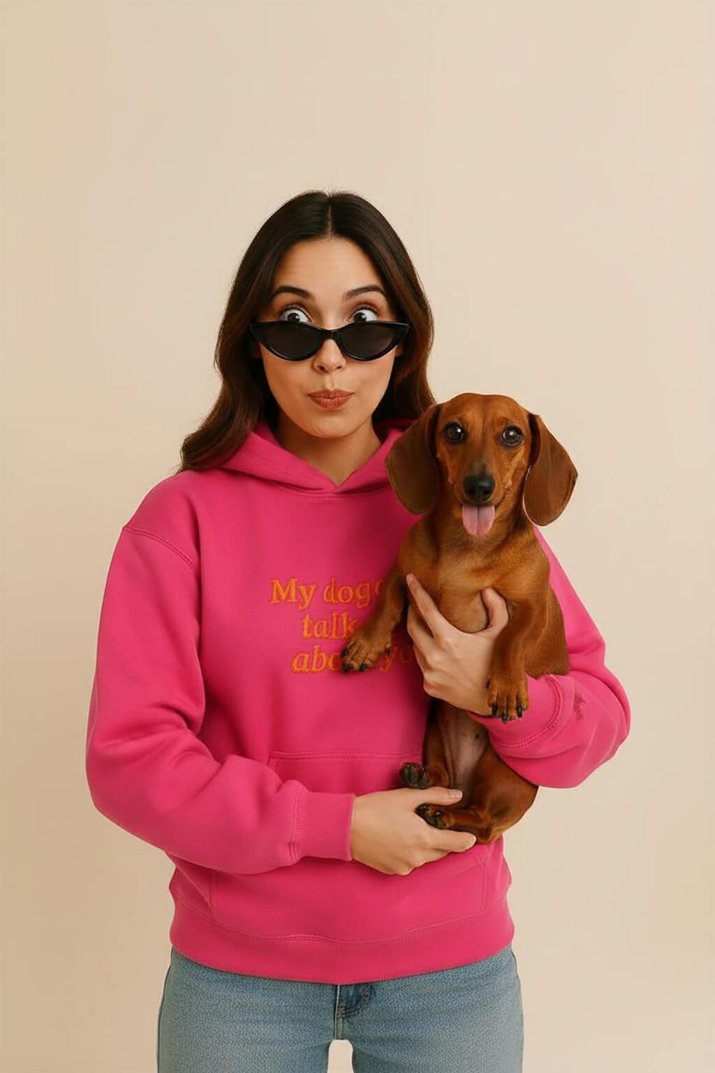 Bold My Dog And I Talk Embroidered Hoodie