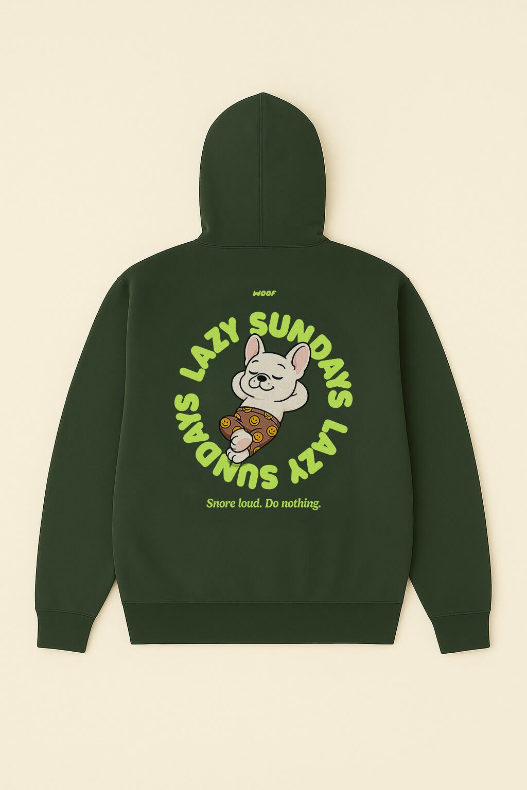 Cozy Lazy Sundays Unisex Frenchie Hoodie.