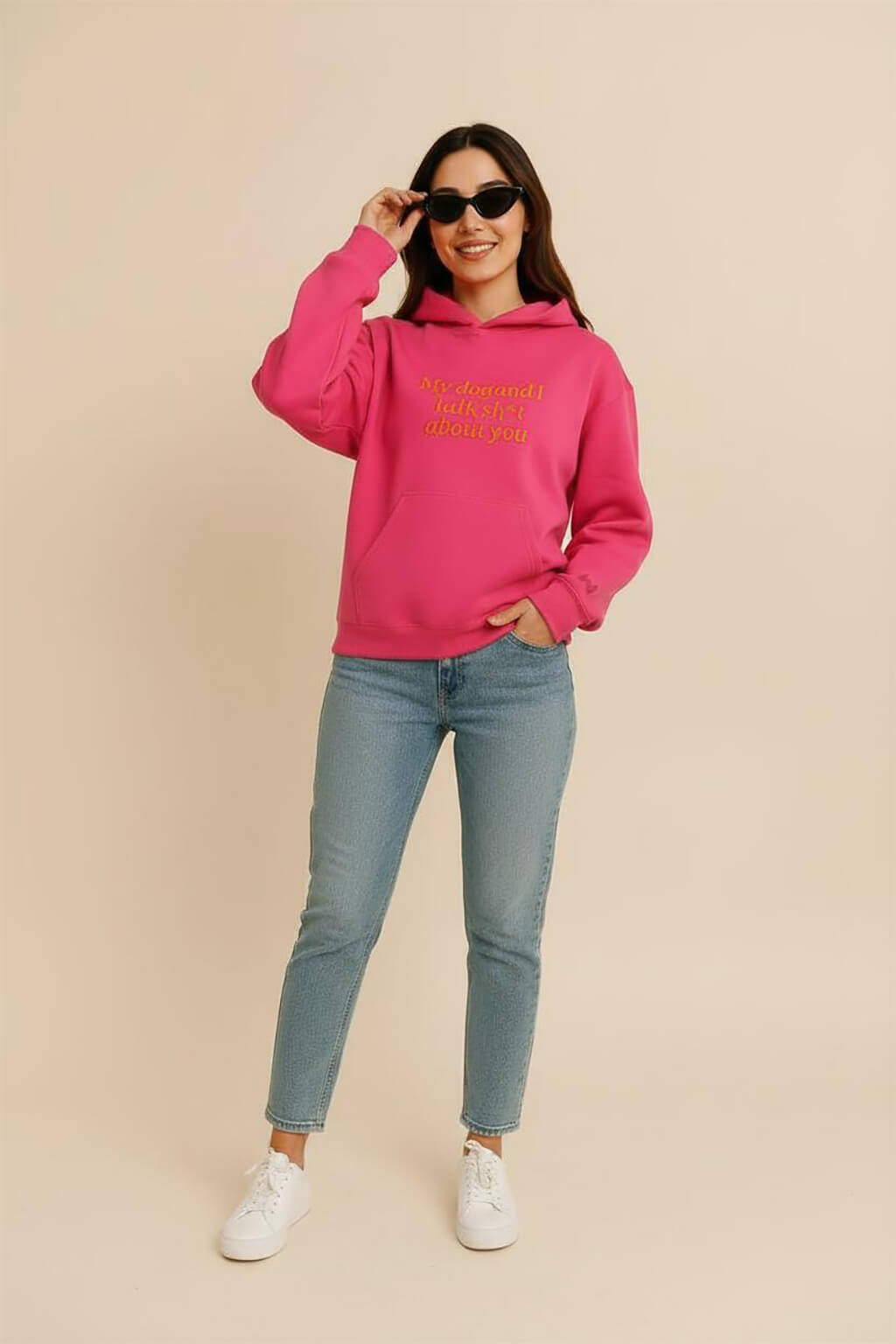 Bold My Dog And I Talk Embroidered Hoodie