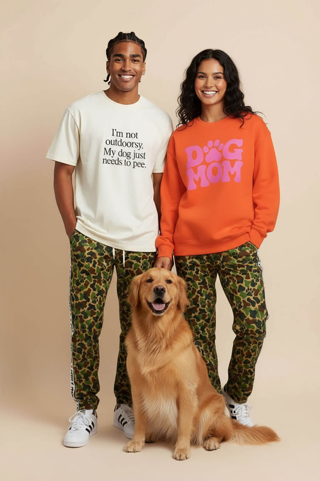 Camo Wide-Leg Unisex Paw Print Joggers