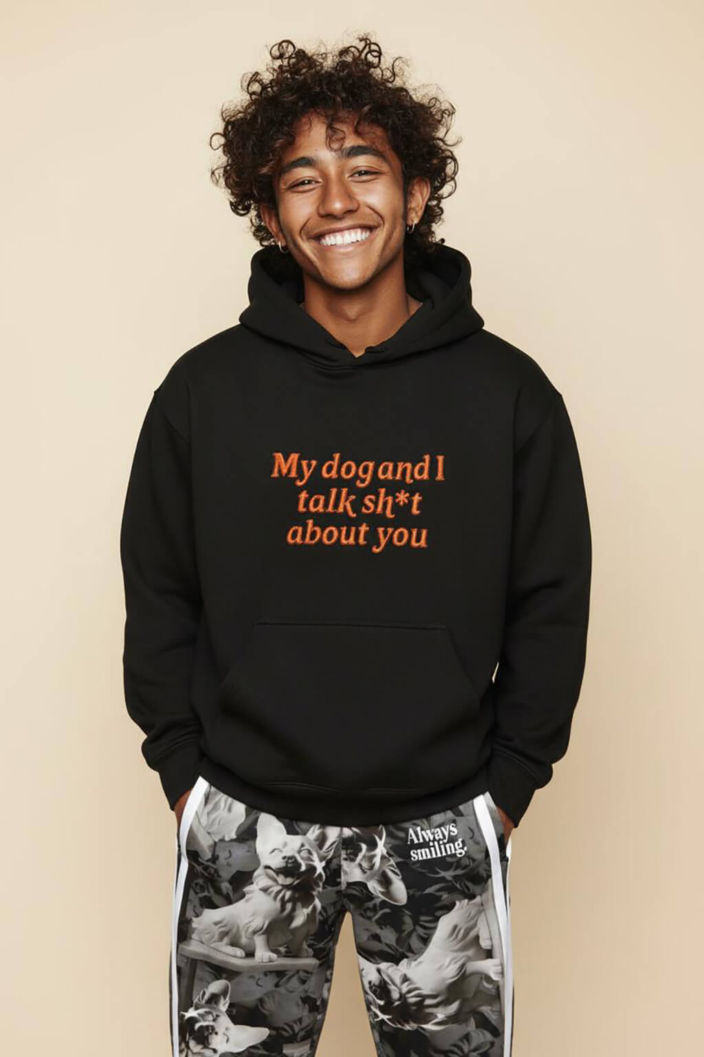 Bold My Dog And I Talk Embroidered Hoodie
