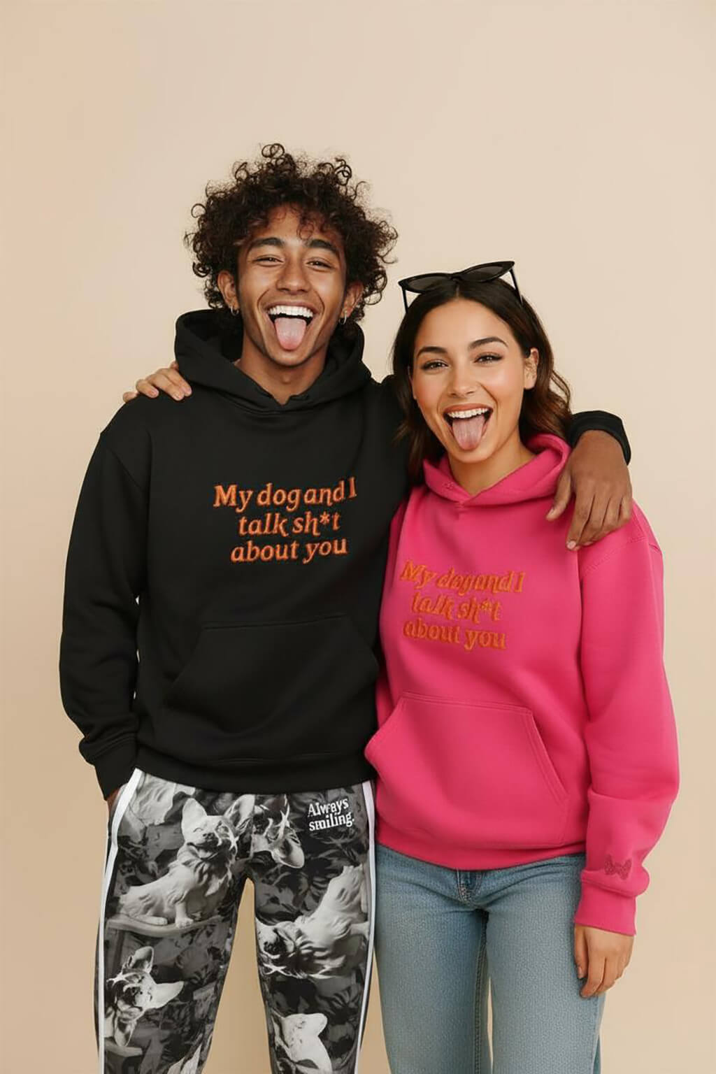 Bold My Dog And I Talk Embroidered Hoodie