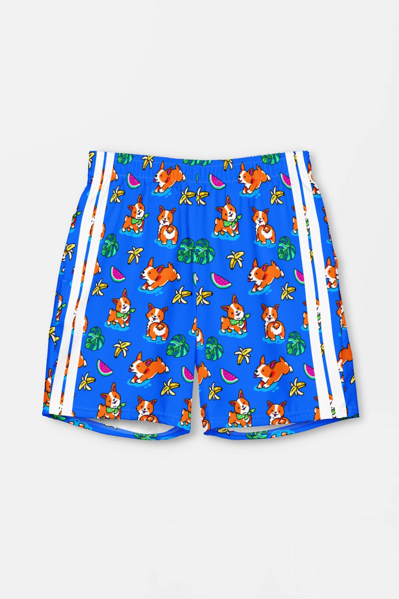 Tropical Corgi Beach Party Premium Swim Shorts.