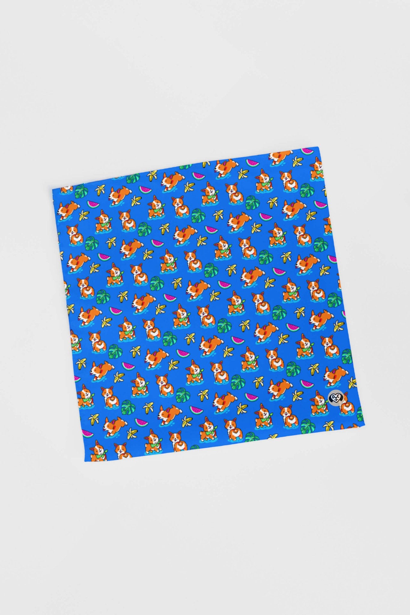Tropical Corgi Paradise Pet Bandana Blue.