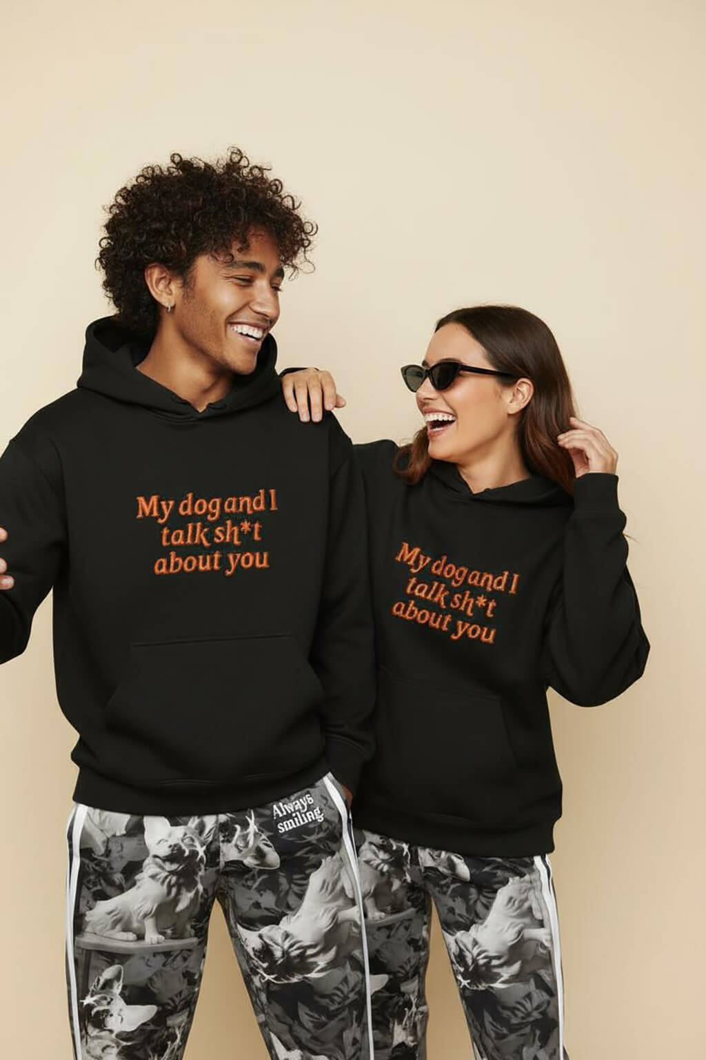 Bold My Dog And I Talk Embroidered Hoodie
