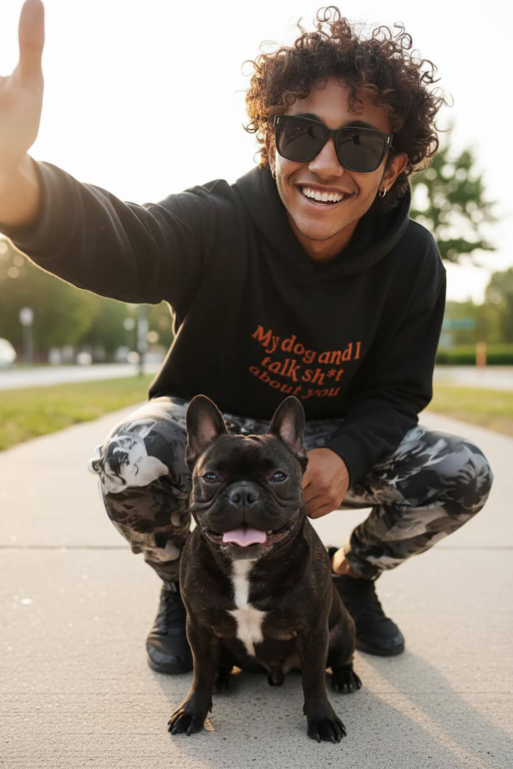 Bold My Dog And I Talk Embroidered Hoodie