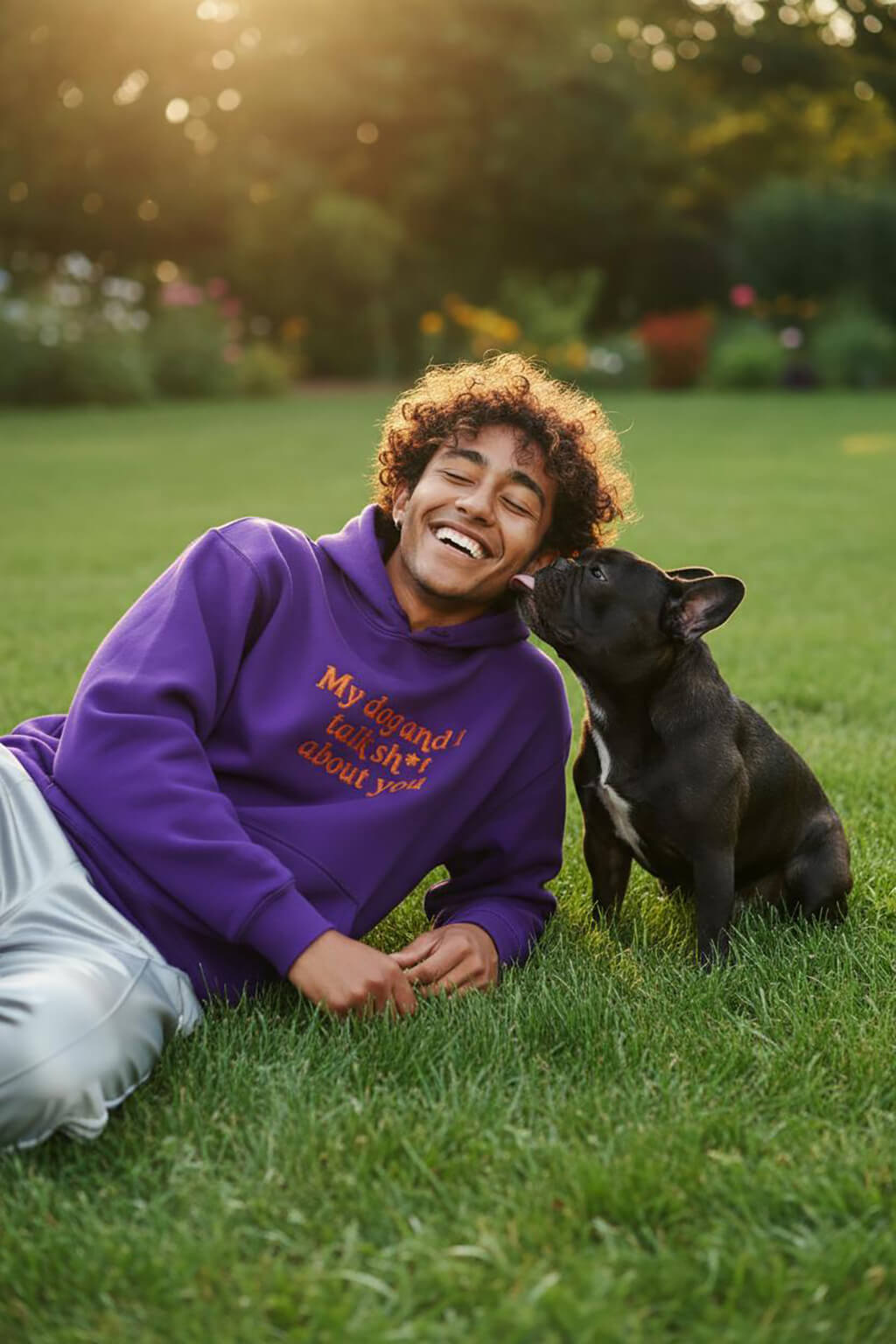 Bold My Dog And I Talk Embroidered Hoodie