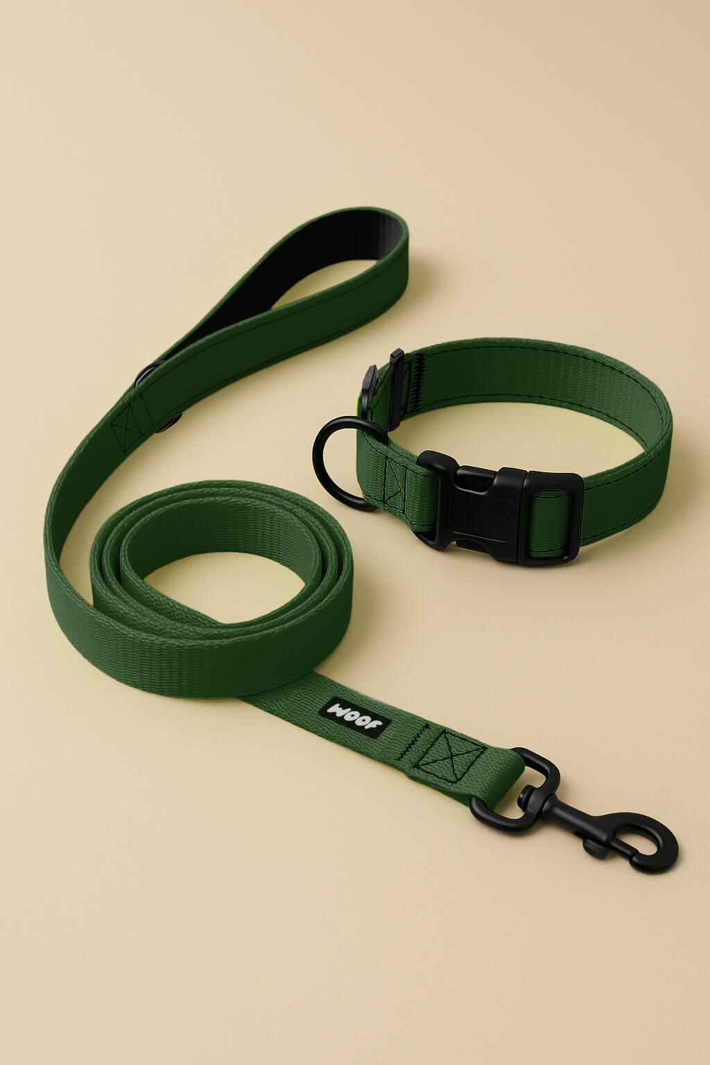 Deep Green Dog Collar & Leash Set - WOOF