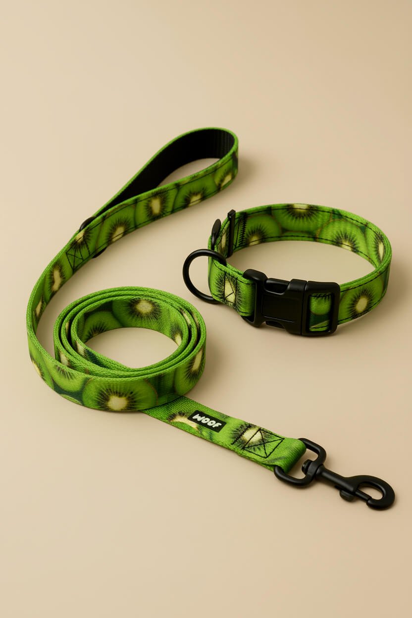 Kiwi Heaven Dog Collar & Leash Set - WOOF