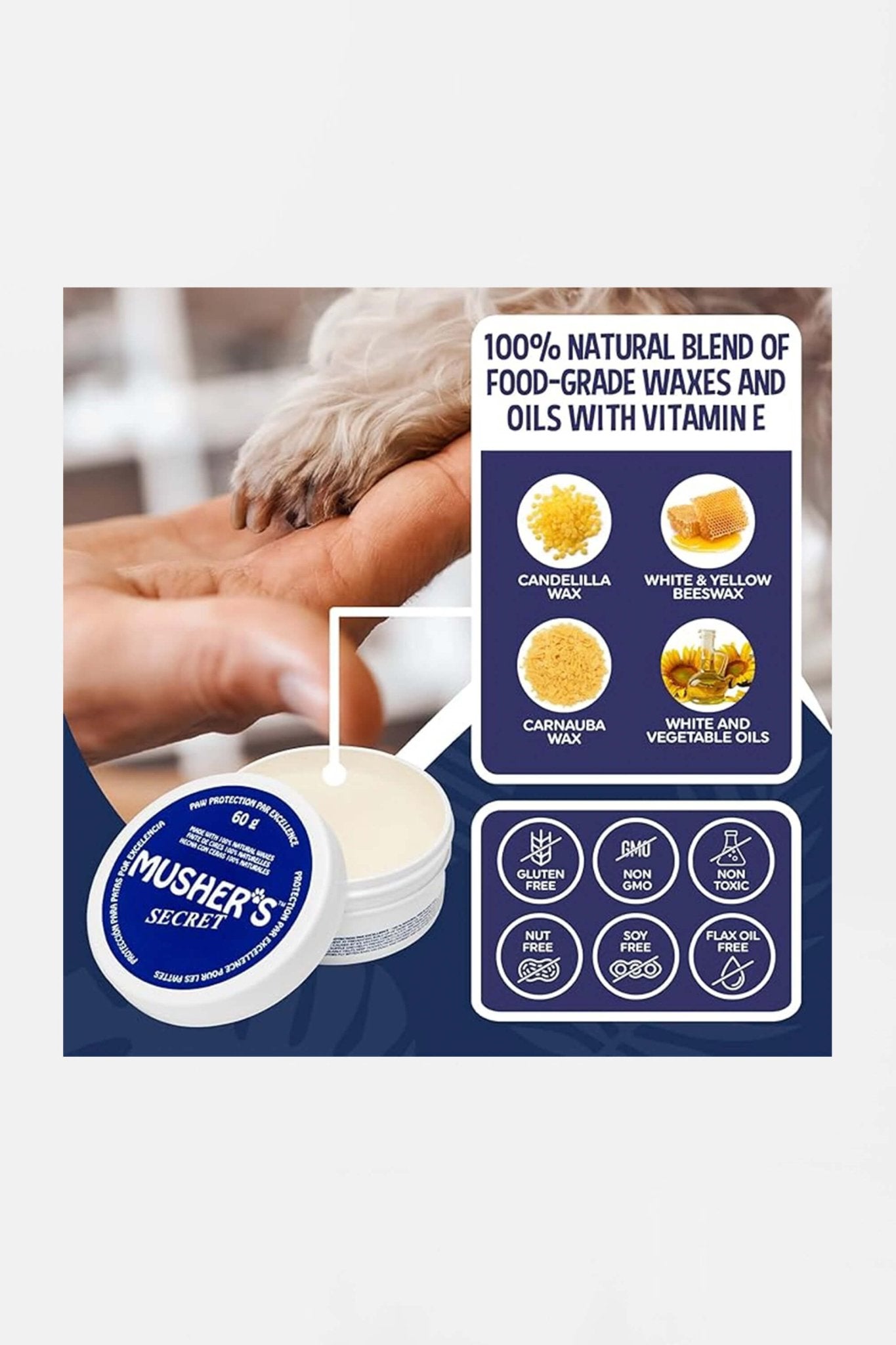 Musher's Secret Moisturizing Dog Paw Wax 60g (2.1 oz).