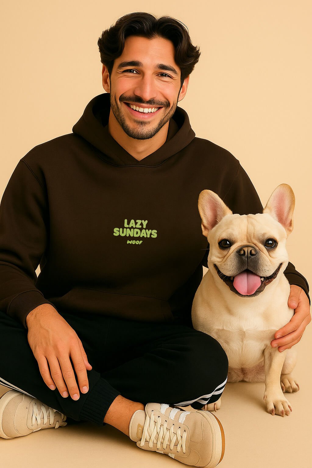 Cozy Lazy Sundays Unisex Frenchie Hoodie.