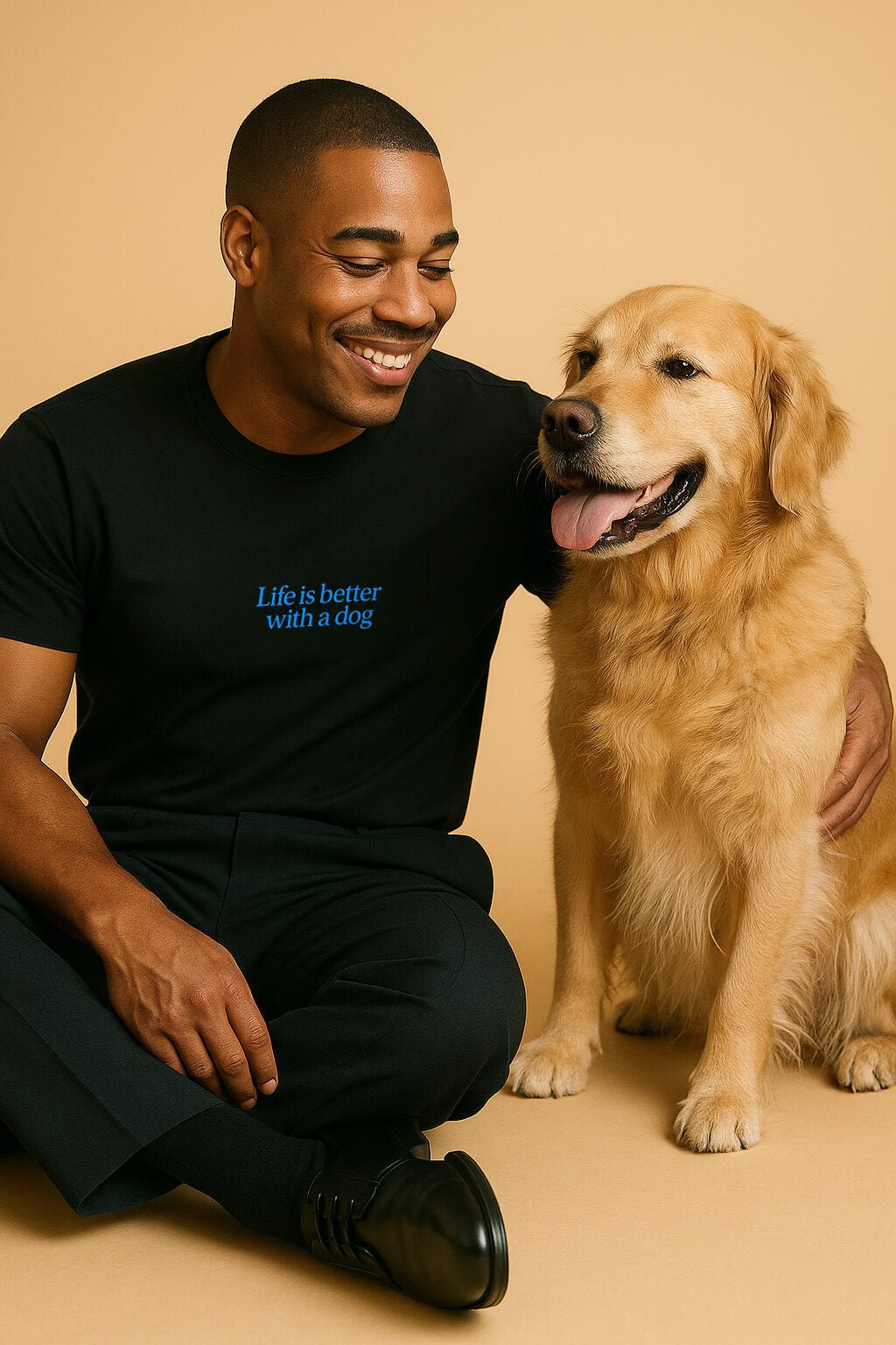 Life is Better with a Dog Embroidered Unisex Dog T-Shirt.
