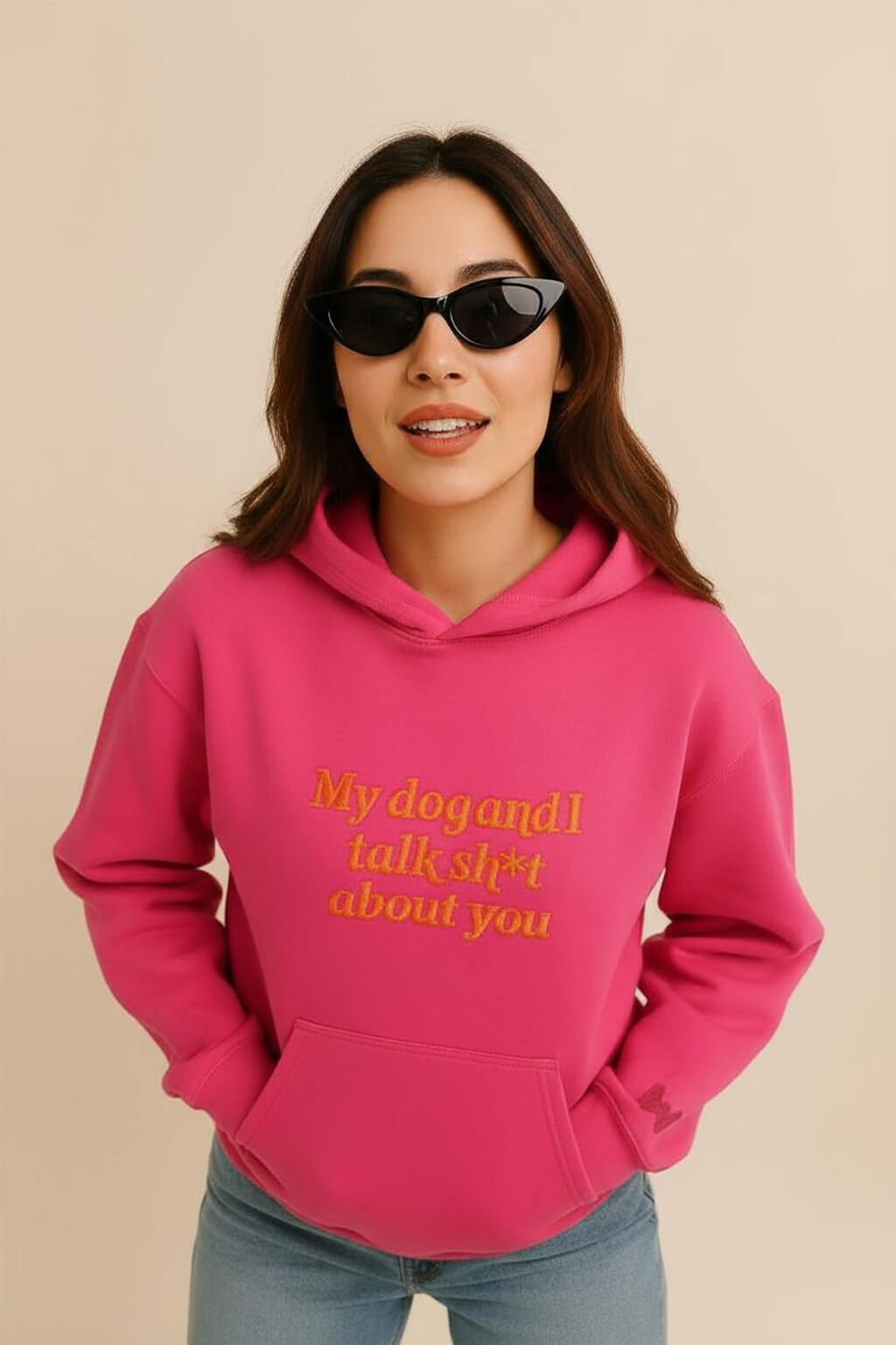 Bold My Dog And I Talk Embroidered Hoodie