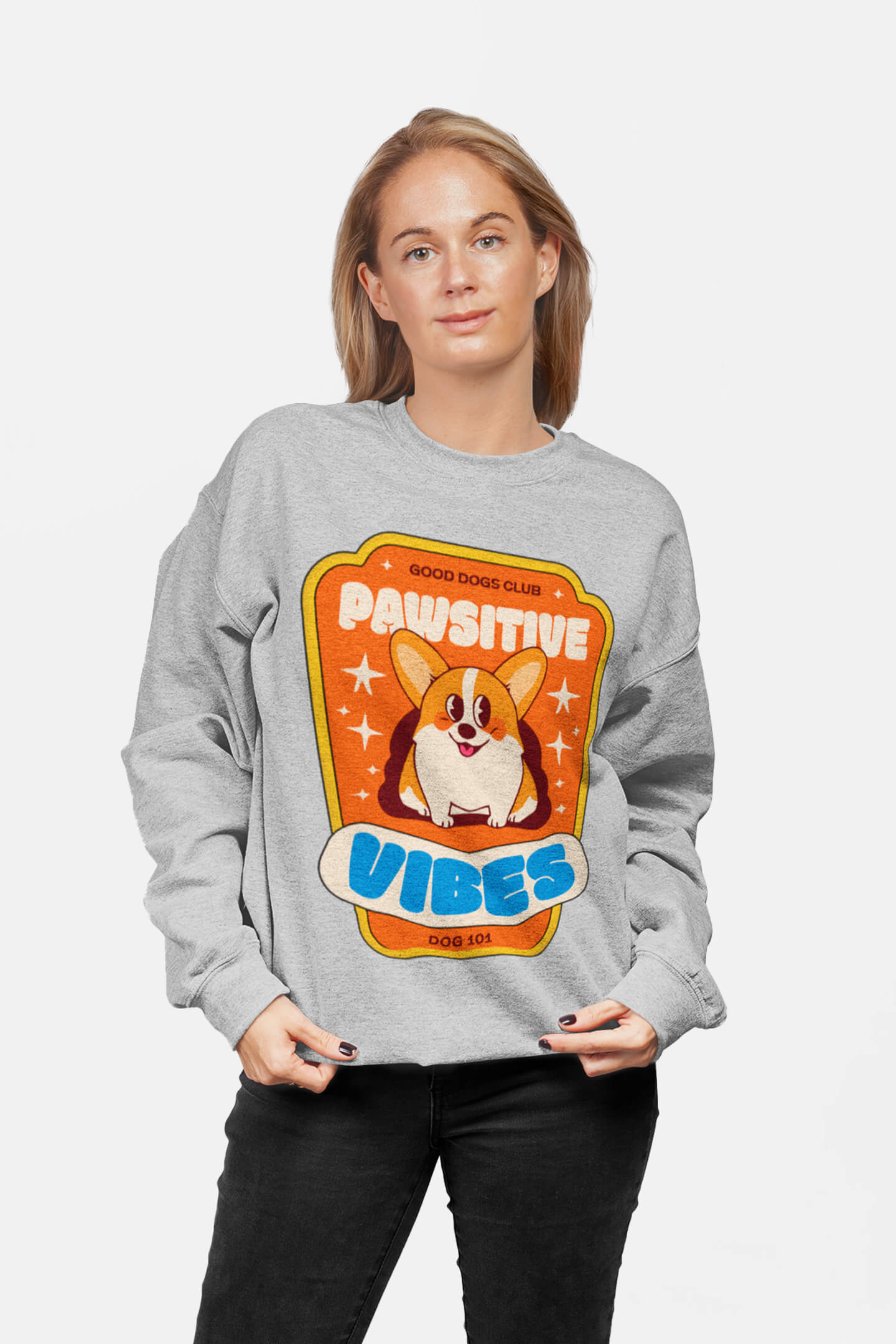 Pawsitive Vibes Corgi Premium Sweatshirt - Dogloverclothing.com
