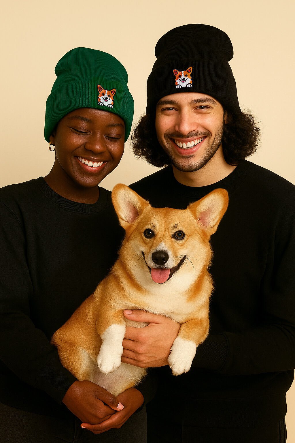 Cozy Corgi Patch Beanie.