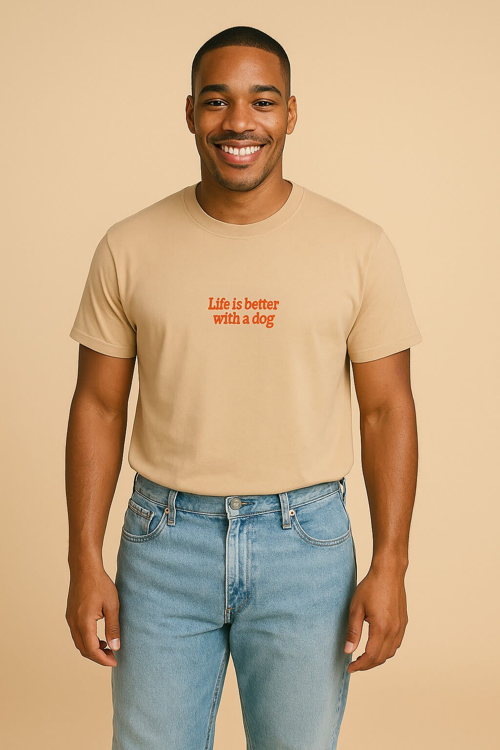 Life is Better with a Dog Embroidered Unisex Dog T-Shirt.