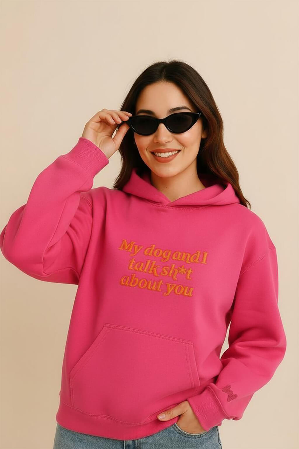 Bold My Dog And I Talk Embroidered Hoodie