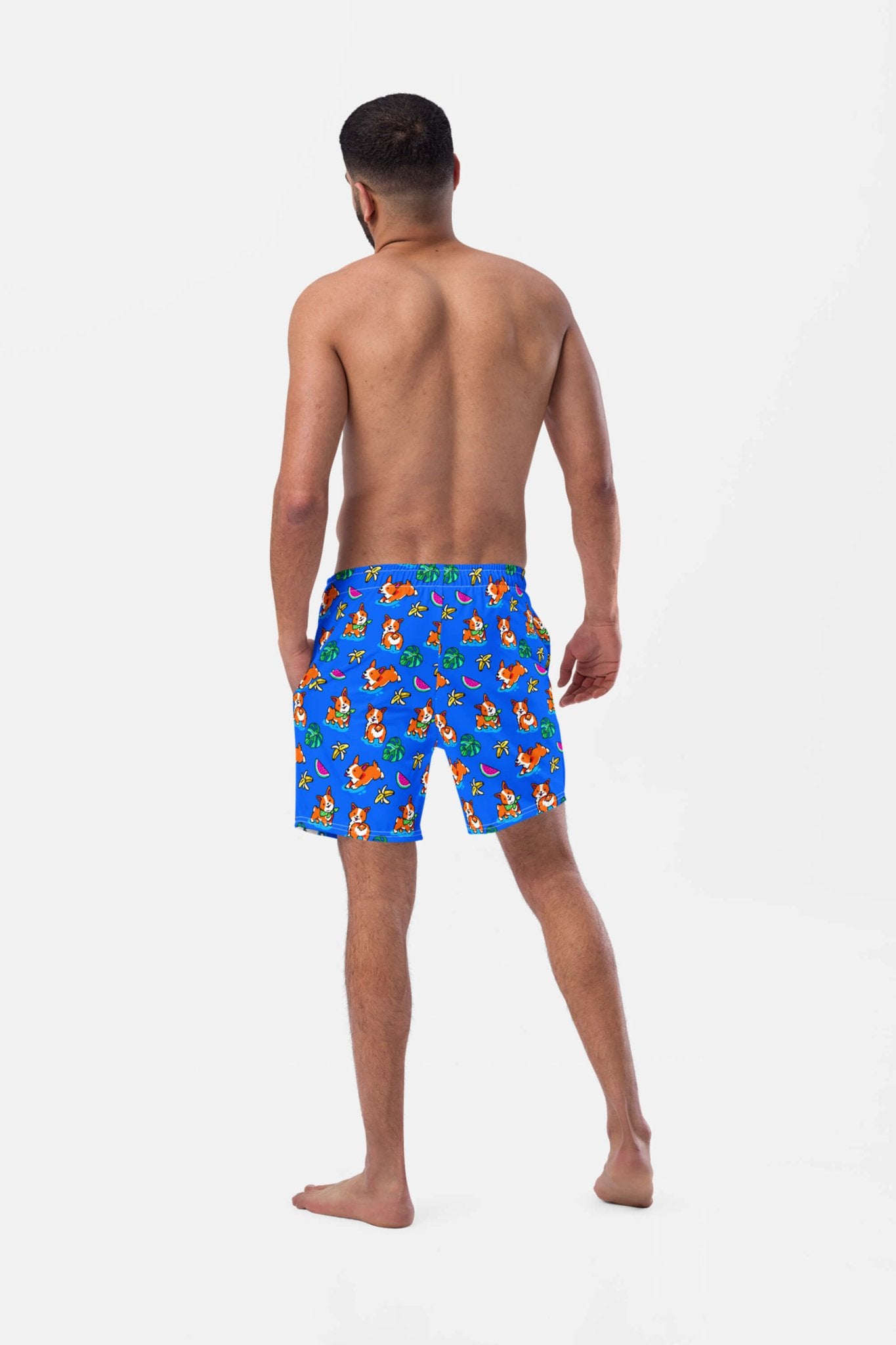 Tropical Corgi Beach Party Premium Swim Shorts.