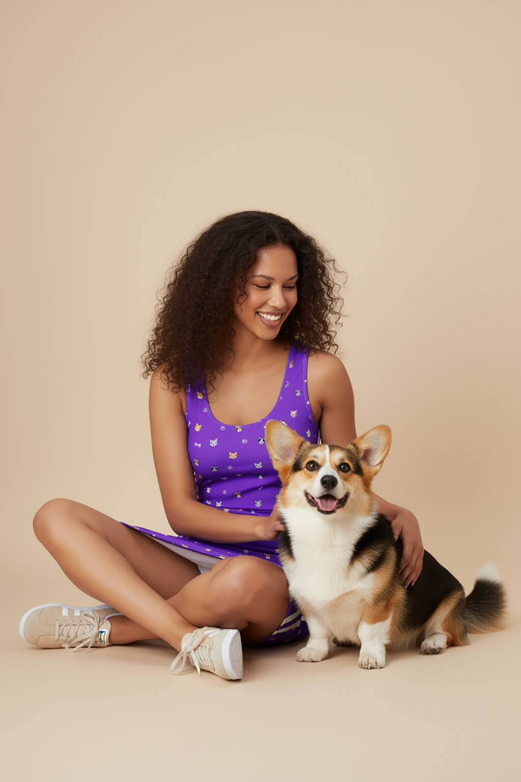 Violet Corgi Vibes Bodycon Dress - WOOF