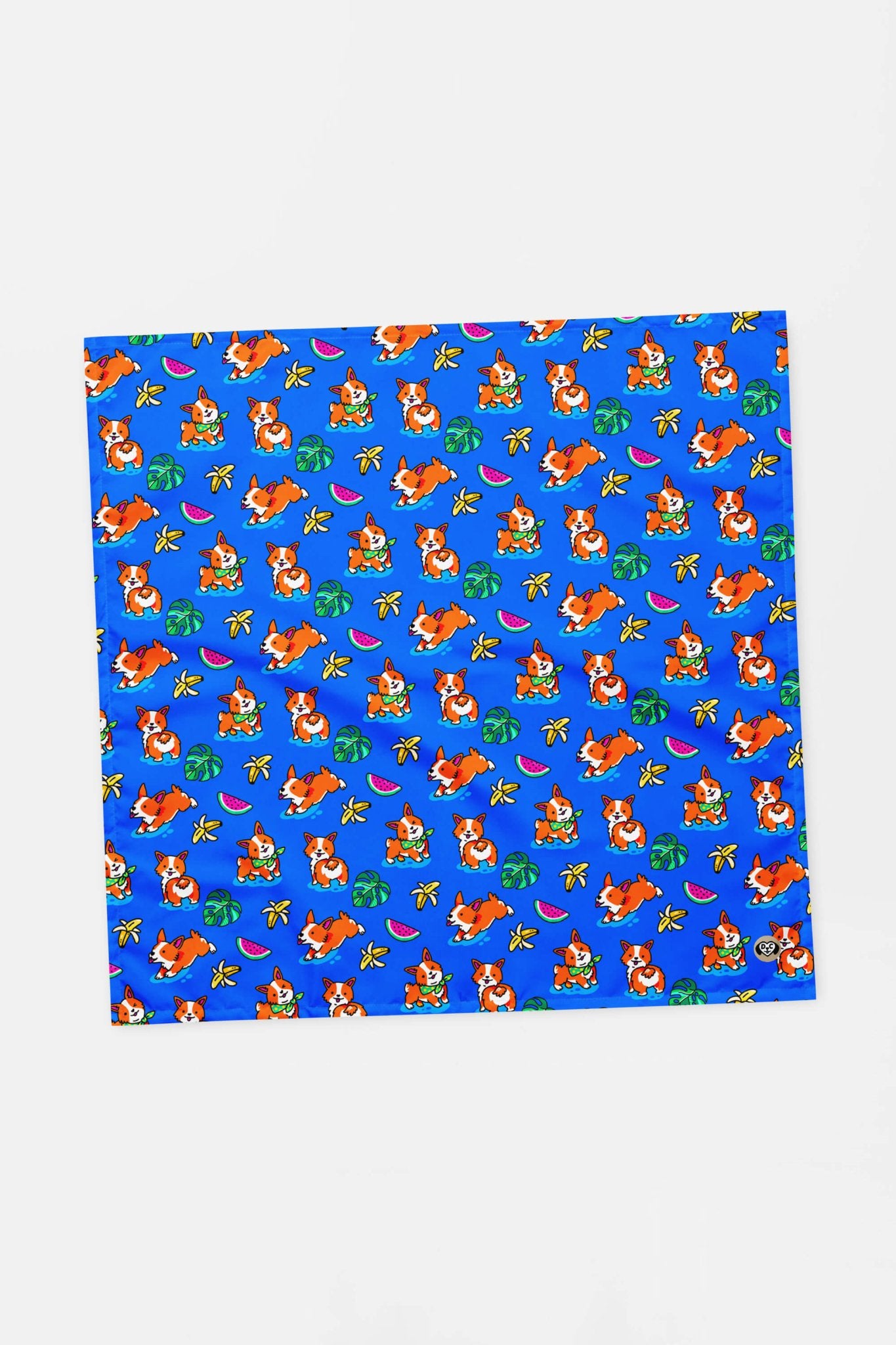Tropical Corgi Paradise Pet Bandana Blue.