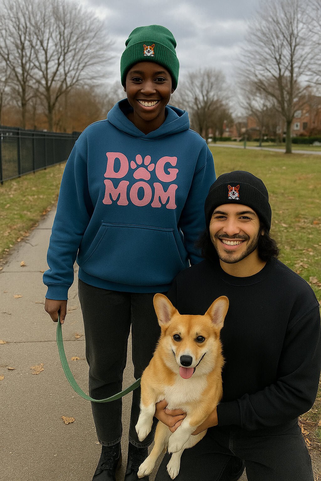 Cozy Corgi Patch Beanie.