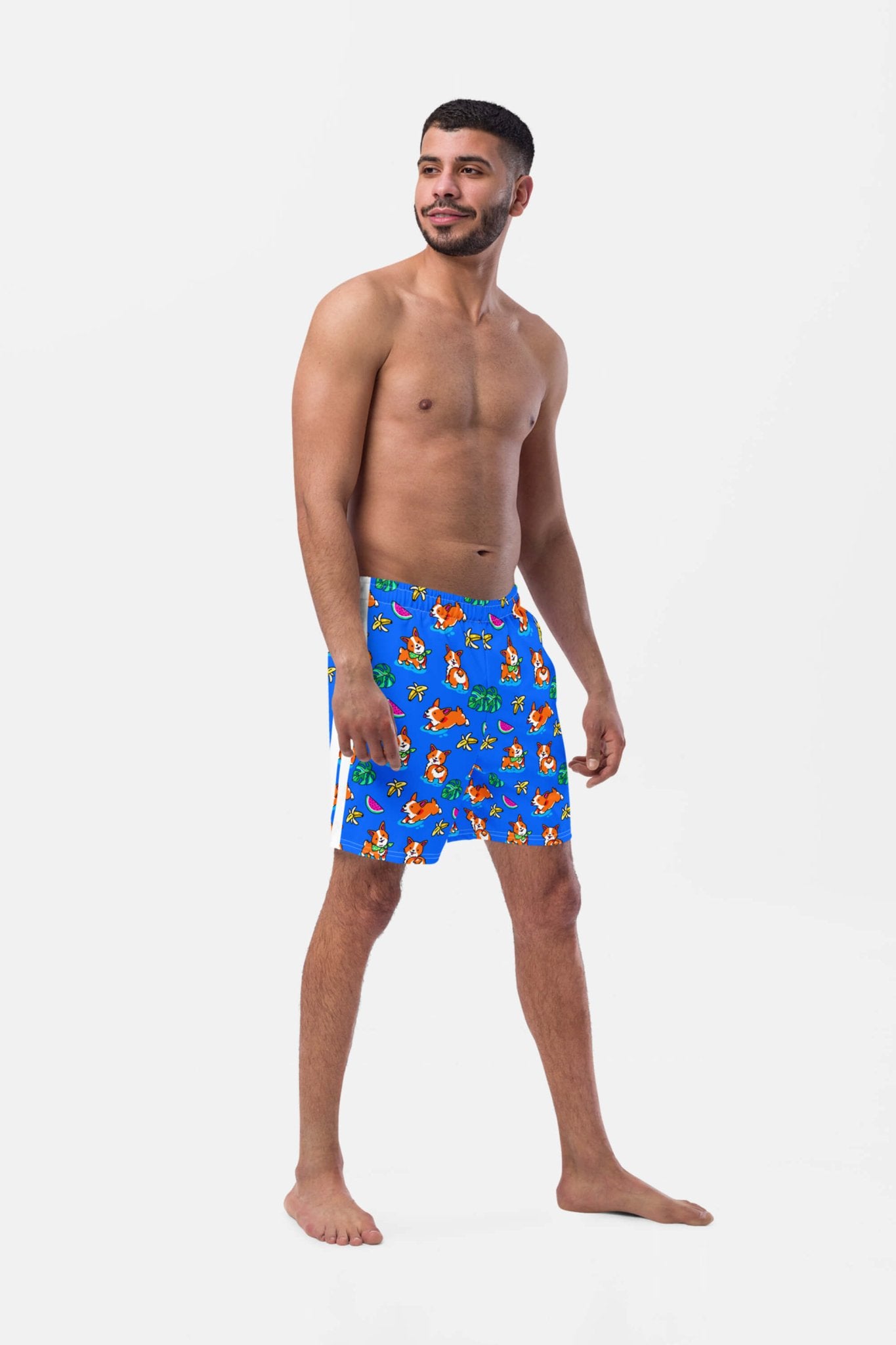 Tropical Corgi Beach Party Premium Swim Shorts.