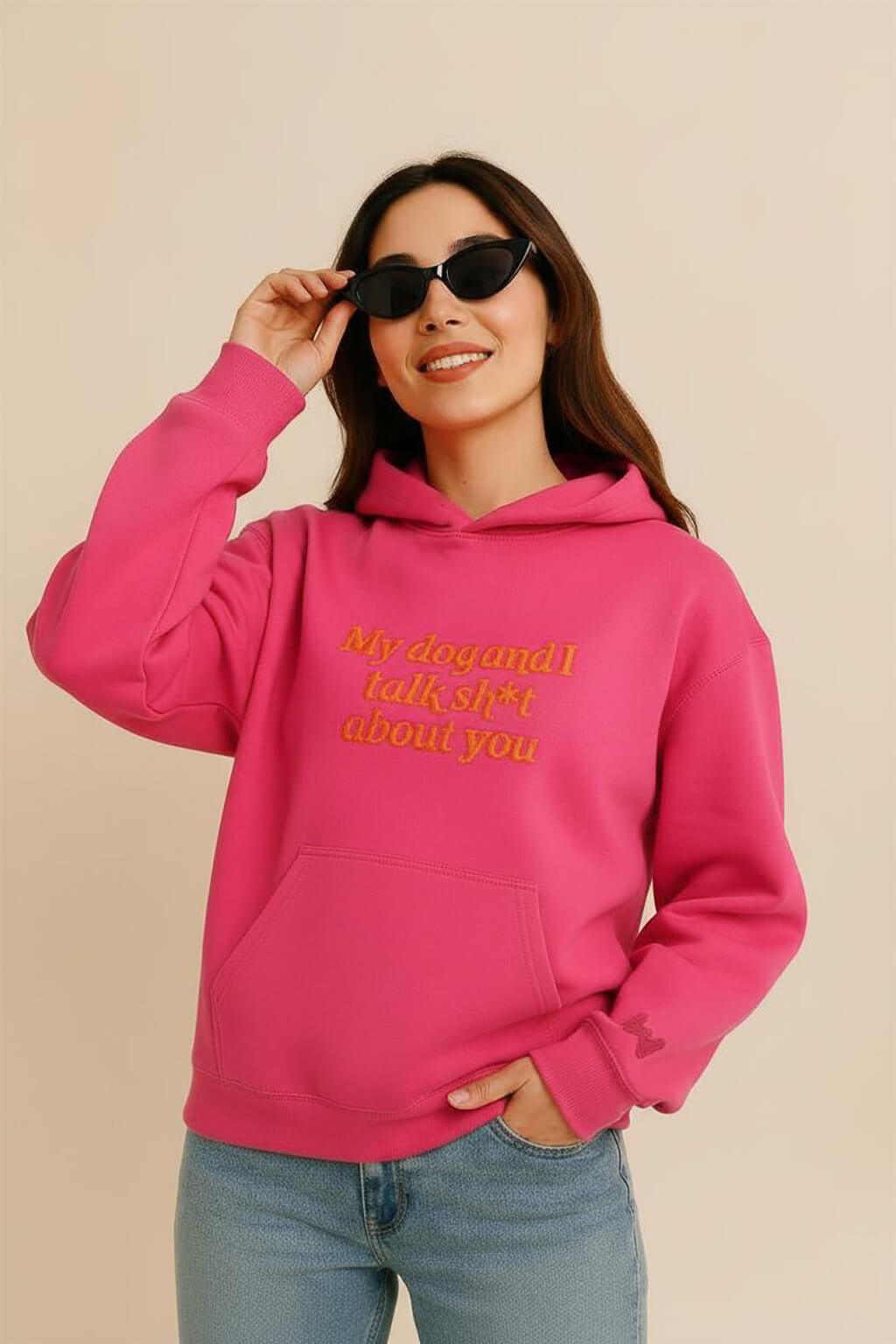 Bold My Dog And I Talk Embroidered Hoodie