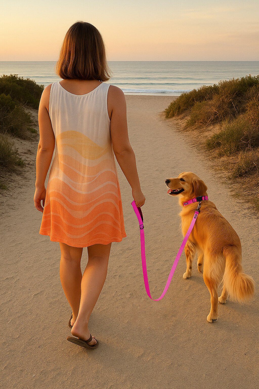 Neon Pink Dog Collar & Leash Set - WOOF