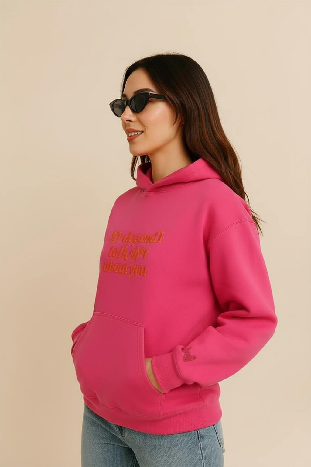 Bold My Dog And I Talk Embroidered Hoodie