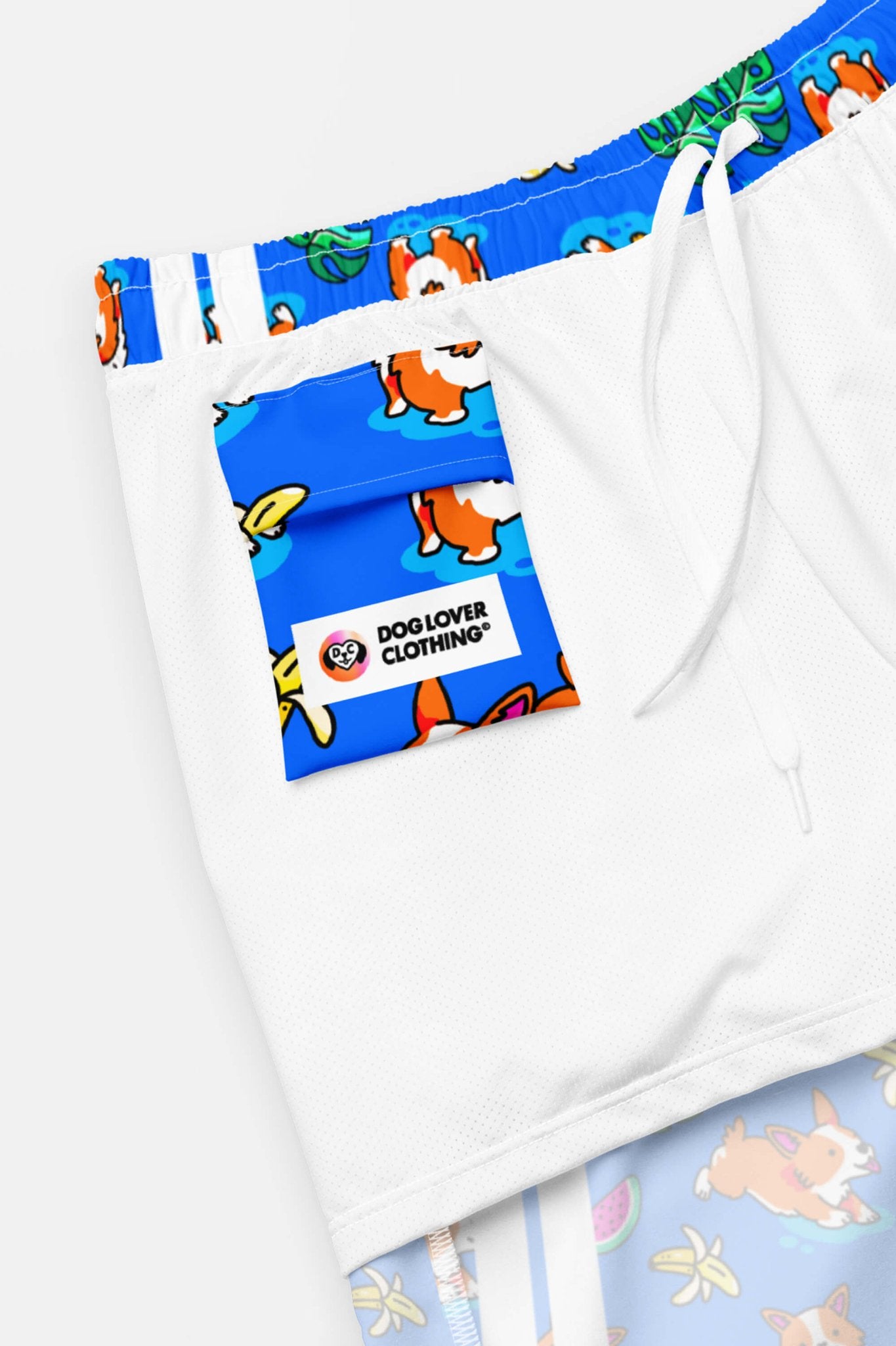 Tropical Corgi Beach Party Premium Swim Shorts.
