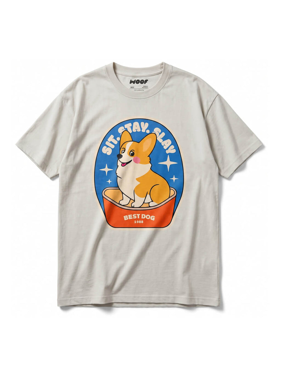 Grey Best Dog Supreme T-Shirt from WOOF, front view of the print