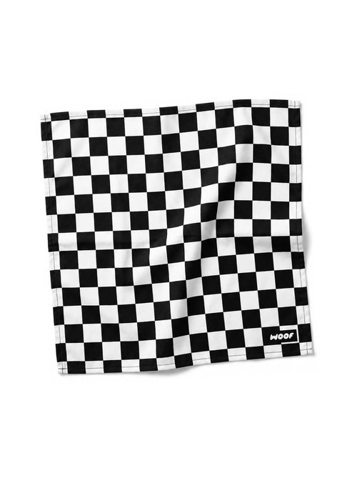 Checkered Dog Bandana from WOOF, front view of the print