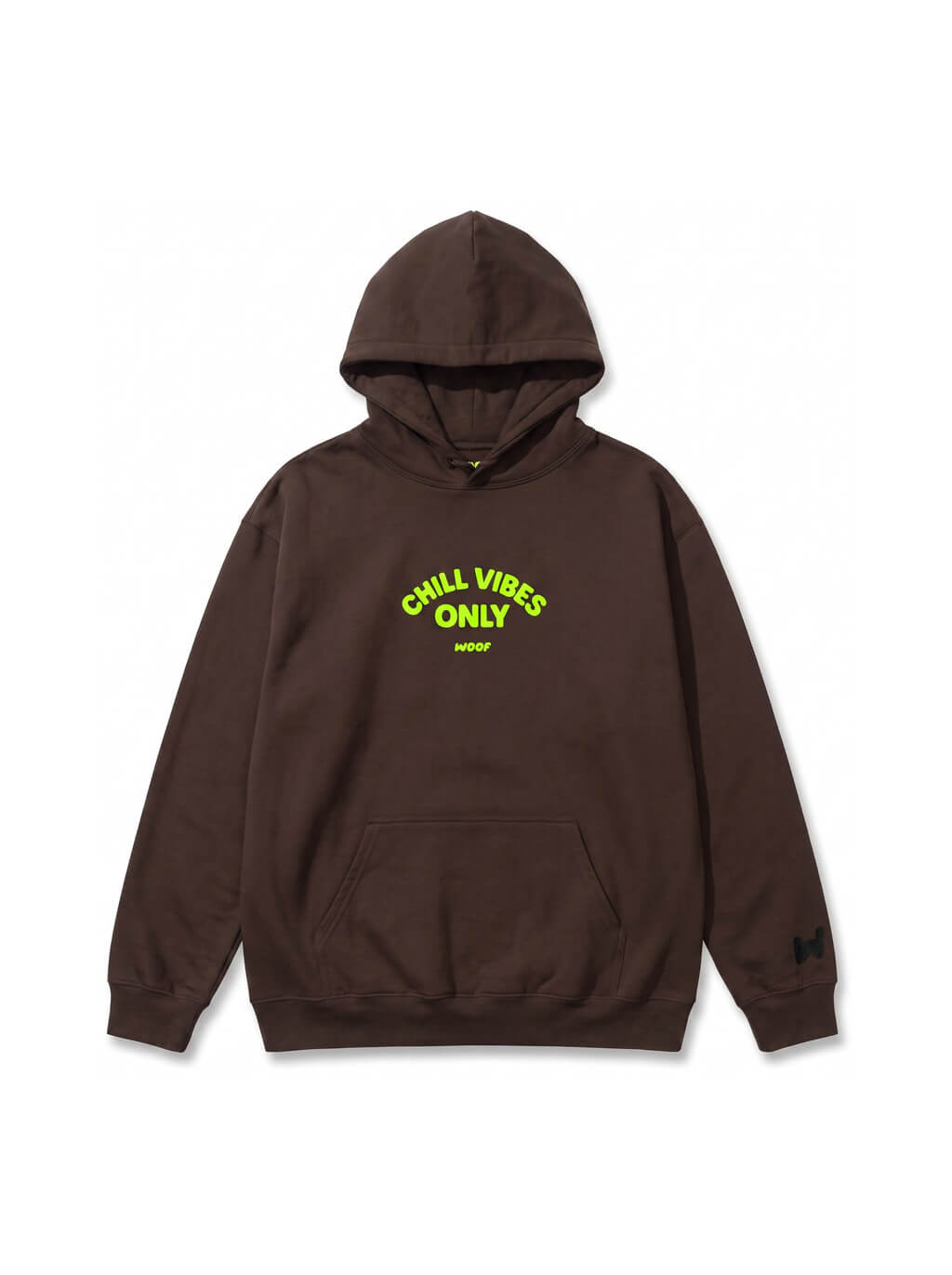 Brown Chill Vibes Only French Bulldog Hoodie from WOOF, front view of the print