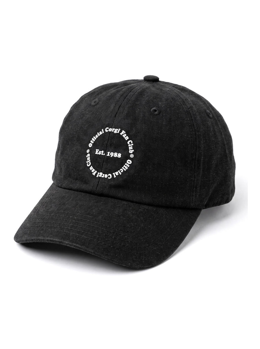 Black Official Corgi Fan Club Cap from WOOF, front view