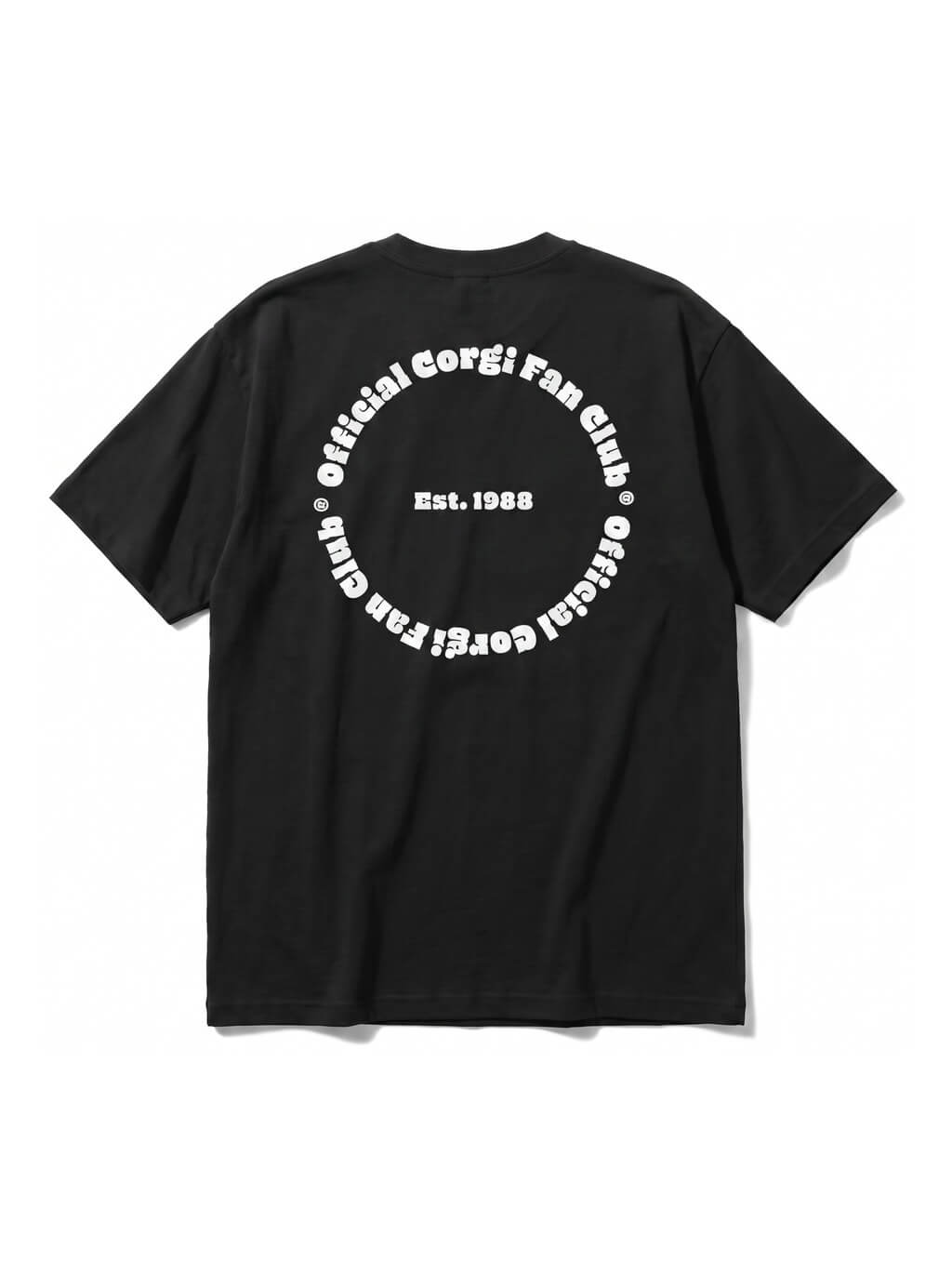 Back of the black Official Corgi Fan Club T-Shirt from WOOF