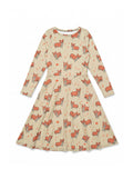 Cozy Corgi Long Sleeve Midi Dress