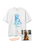White Custom Dog Caricature T-Shirt from WOOF, front view of the portrait