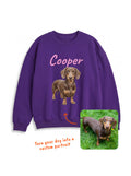 Purple Custom Dog Illustration Sweatshirt from WOOF, hand illustrated portrait from your photo