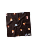 Chocolate Furry Friends Dog Bandana from WOOF, front view of the print