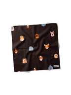 Chocolate Furry Friends Dog Bandana from WOOF, front view of the print