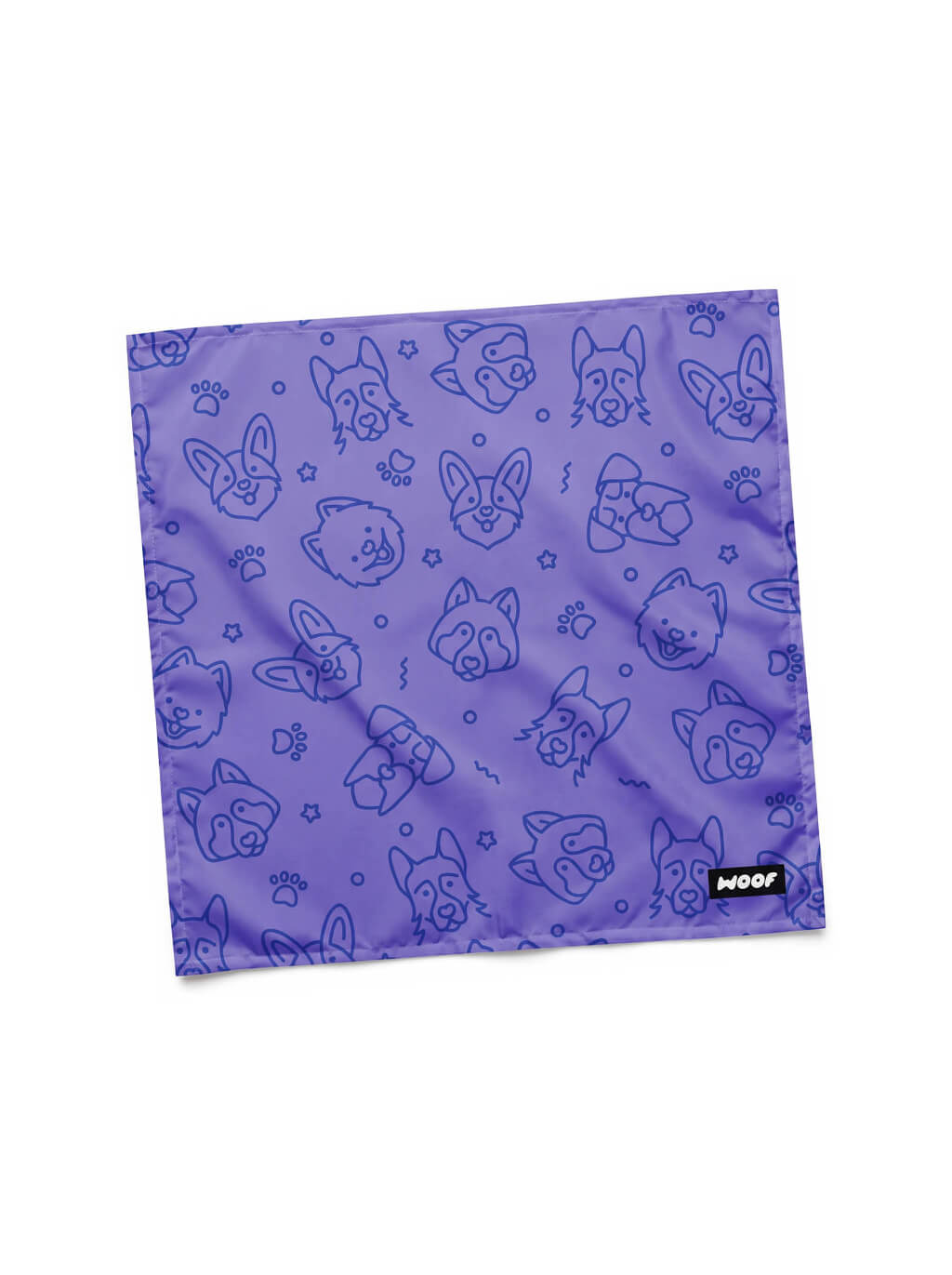 Lavender Dog Art Bandana from WOOF, front view of the print