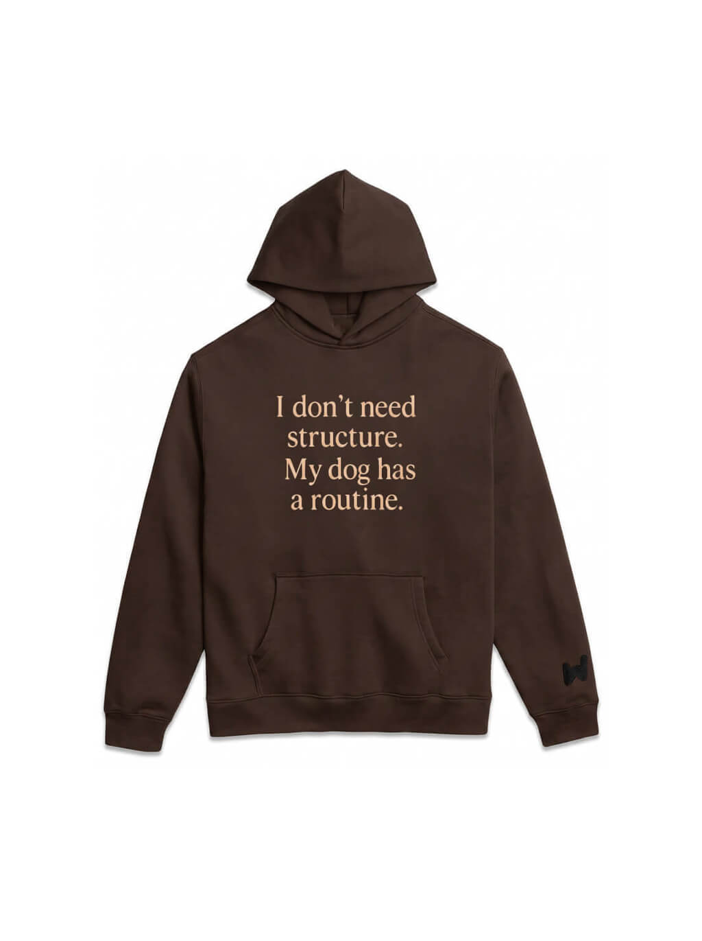 Brown No Structure Dog Hoodie from WOOF, front view of the print