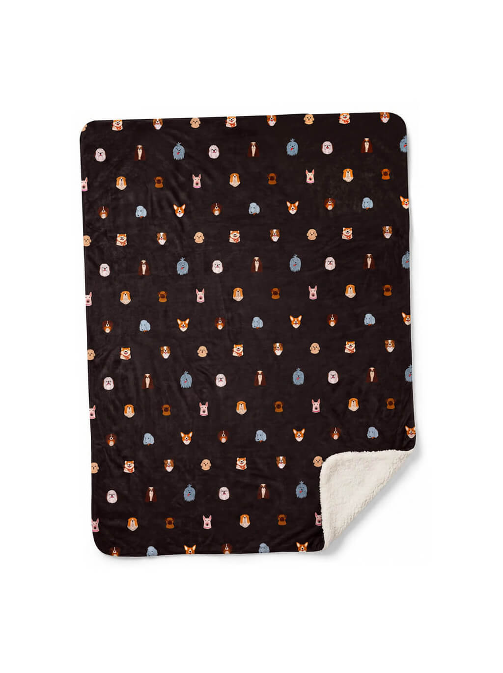 Black Doggy Dreams Sherpa Dog Blanket from WOOF, front view