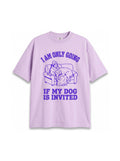 Lilac Funny Dog T-Shirt from WOOF, front view of the print
