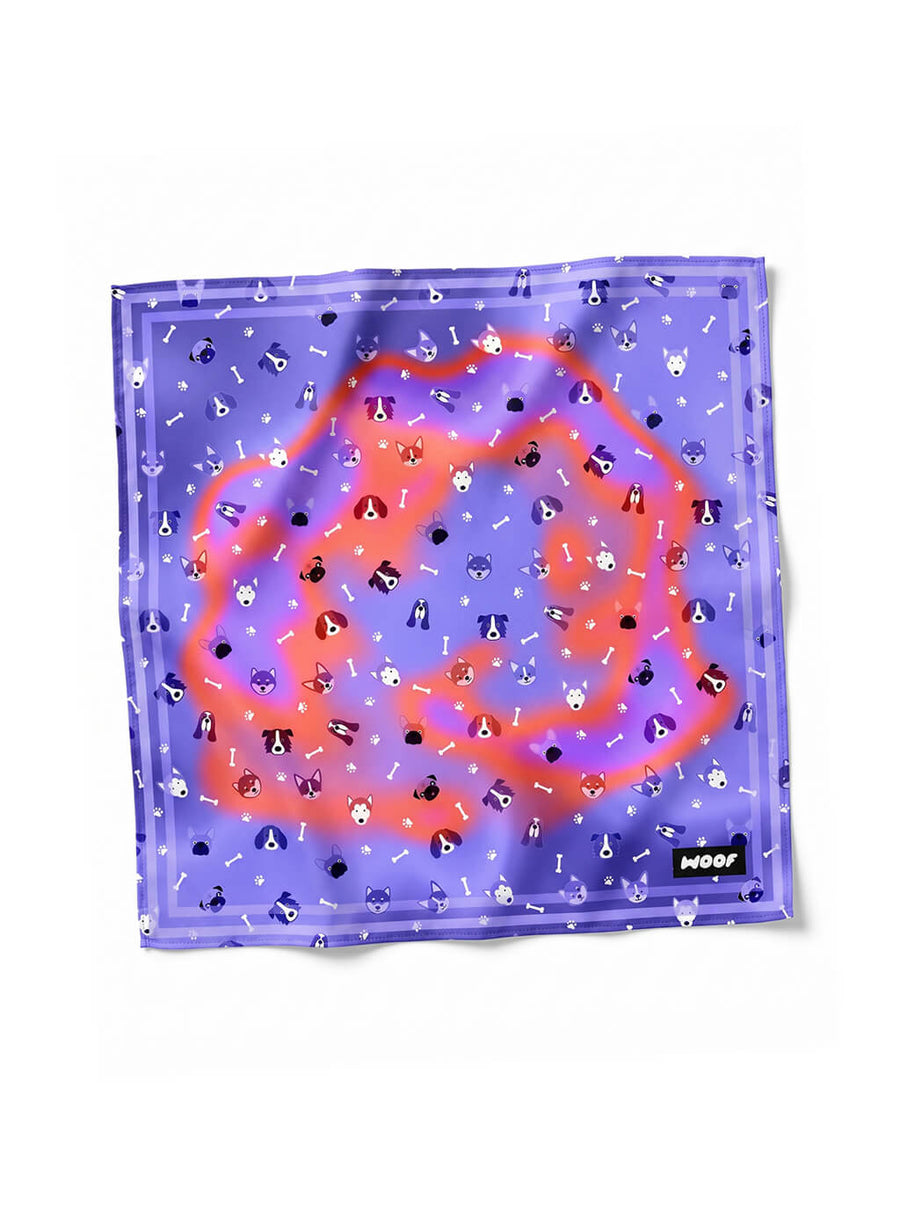 Cosmic Dogs Bandana from WOOF, front view of the galaxy print
