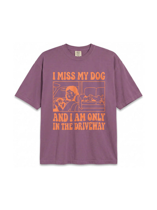 Berry I Miss My Dog T-Shirt from WOOF, front view of the print