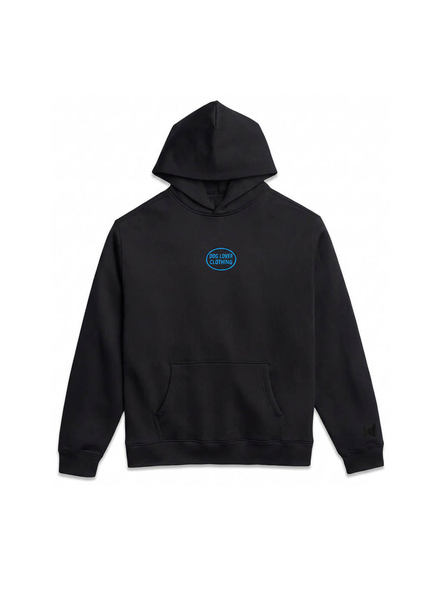 Black Life is Better with a Dog Hoodie from WOOF, front view of the print