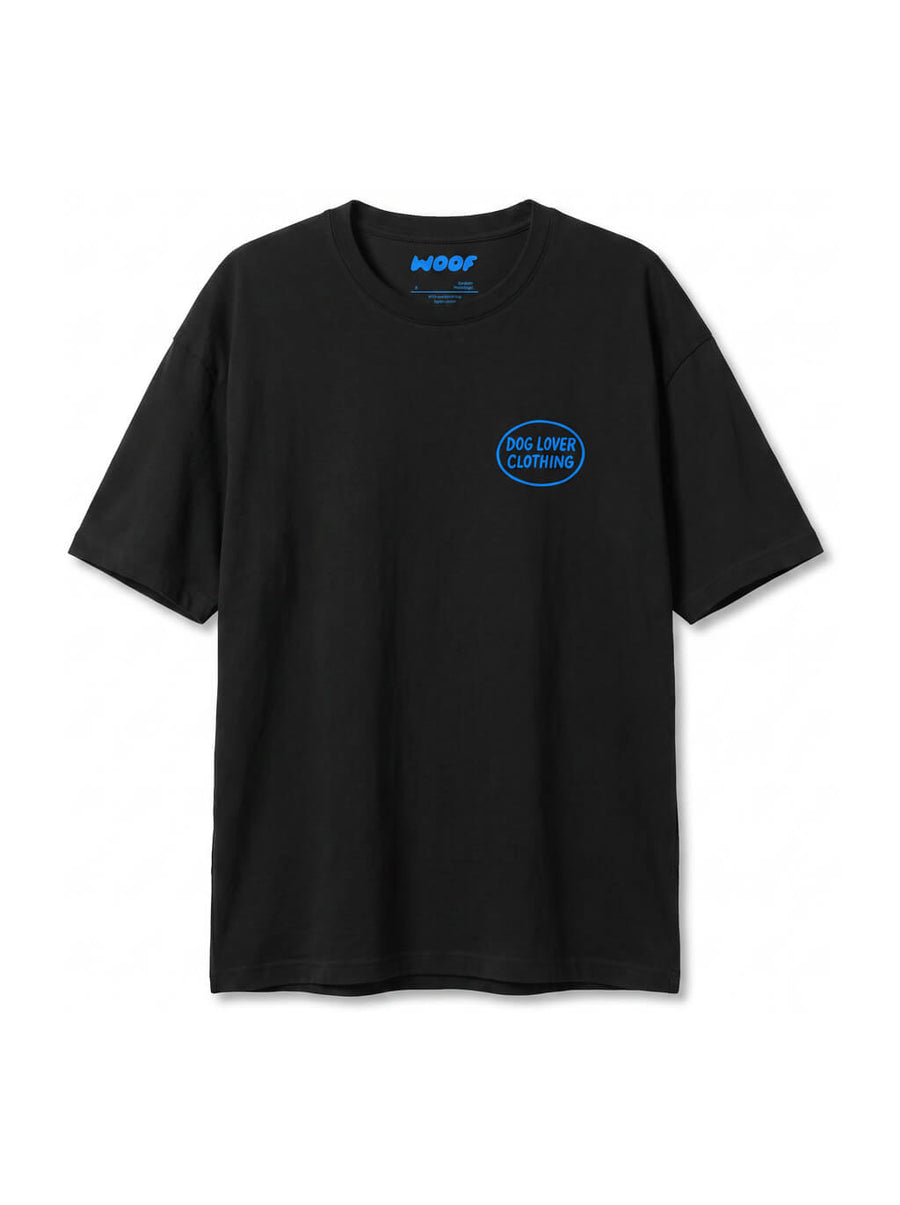 Black Life is Better with a Dog T-Shirt from WOOF, front view of the print