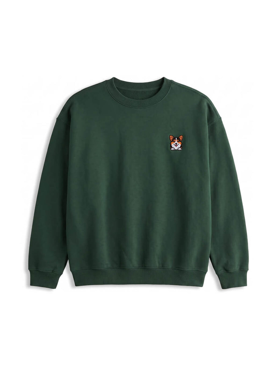 Black Corgi Sidekick Embroidered Hoodie from WOOF, front view of the patch