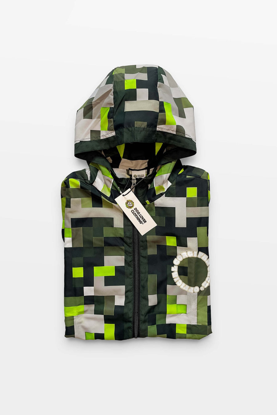 Dogwalker Rain Jacket from WOOF folded, showing the lightweight shell